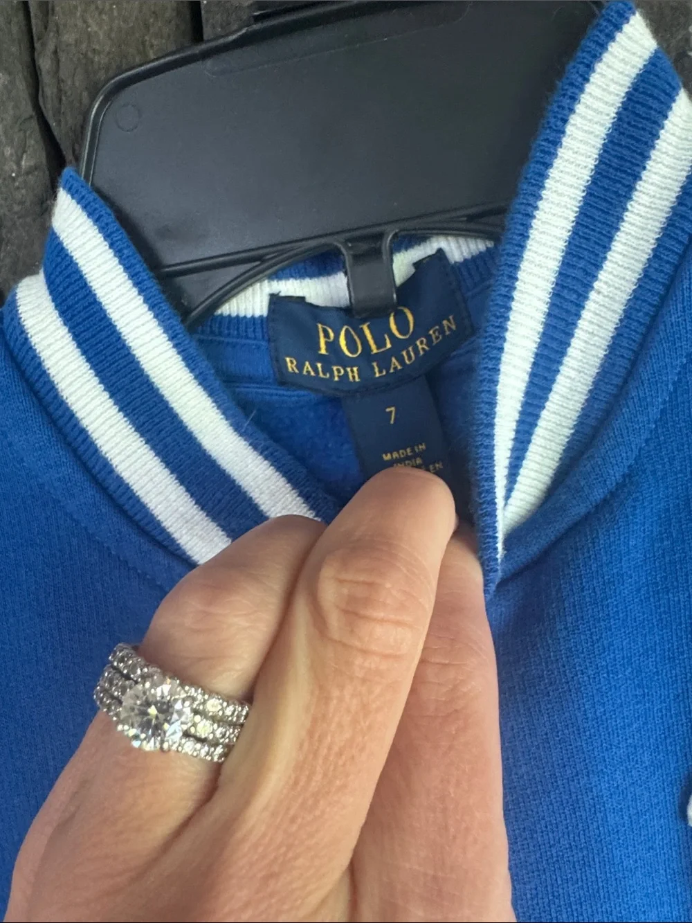 Polo Ralph Lauren Royal Blue and White Striped Collar Jacket.